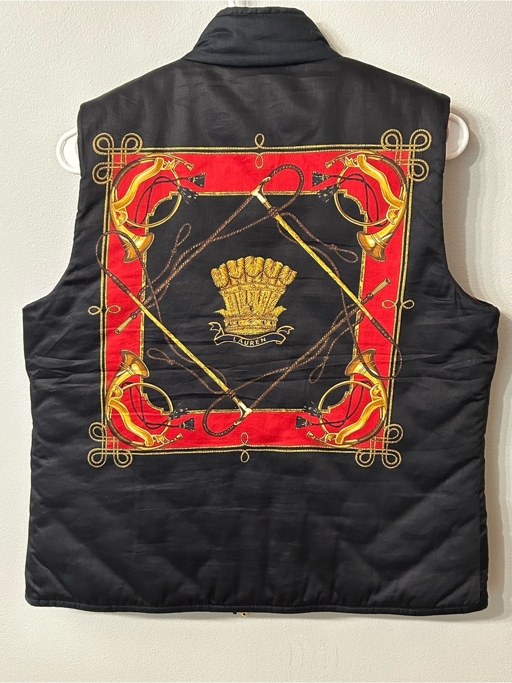 Ralph Lauren Women's Quilted Reversible Vest - Black with Red Lining